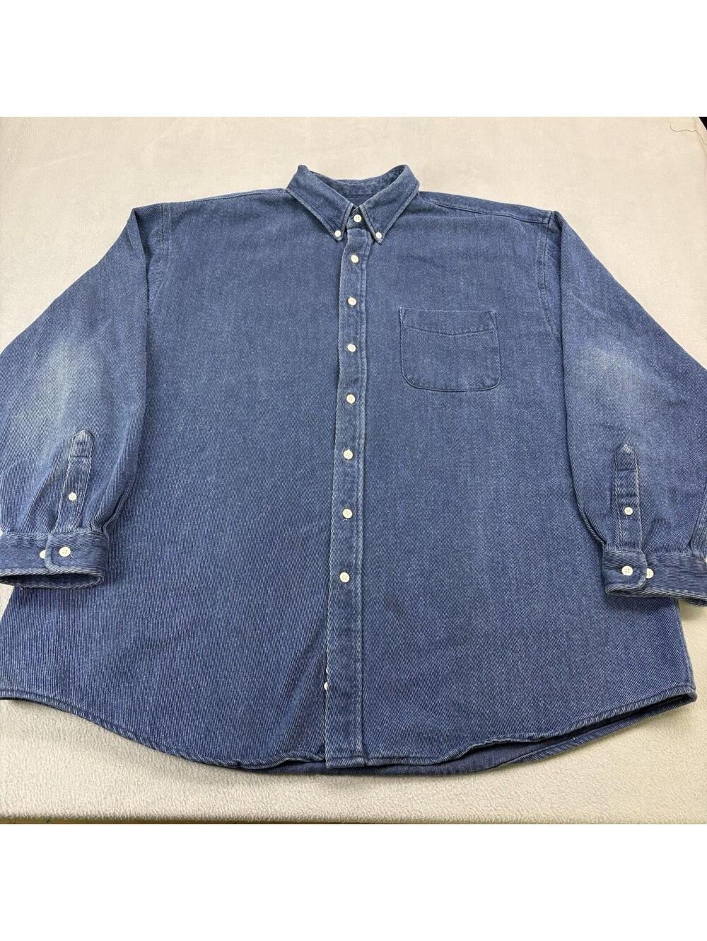 Vintage Eddie Bauer Button Up Shirt Jacket Size 3XL Tall Blue